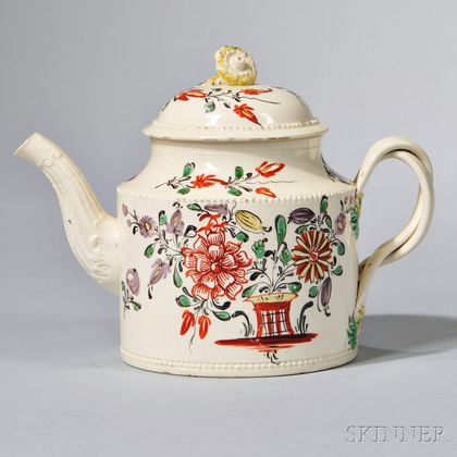Leeds Creamware Teapot and Cover