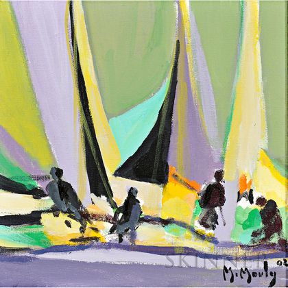 Marcel Mouly (French, 1918-2008) Yachtmen aux Voiles Jaunes