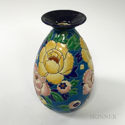 Boch Floral-decorated Ceramic Vase