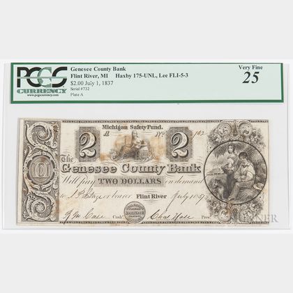 The Genesee County Bank $2 Note, PCGS Very Fine 25