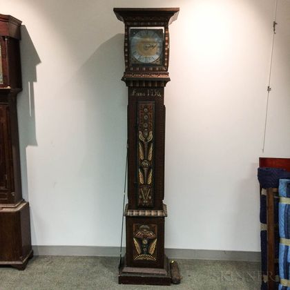 Grained and Paint-decorated Tall Case Clock