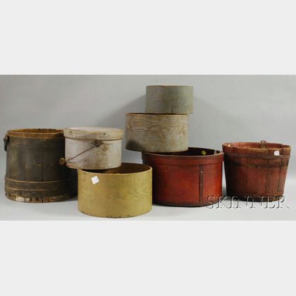 Group of Mostly Painted Wooden Containers