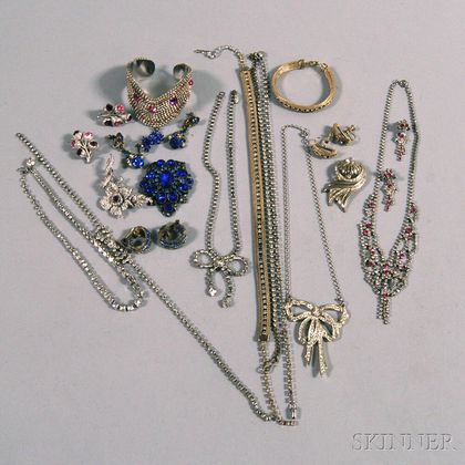 Small Group of Paste and Rhinestone Costume Jewelry