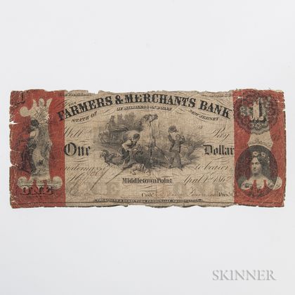 The Farmers & Merchants Bank, Middletown Point, New Jersey $1 Note
