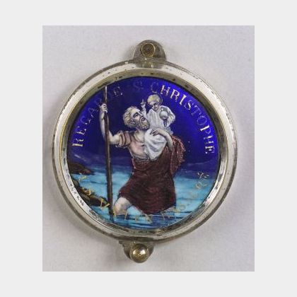 Sold at auction French Enamel St. Christopher Medal retailed by