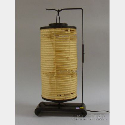 Japanese Paper Hanging Lantern on Iron Stand