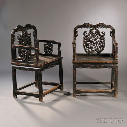 Pair of Wood Armchairs