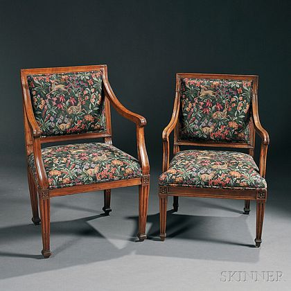 Two Louis XVI-style Beechwood Fauteuils