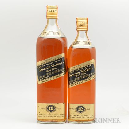 Mixed Johnnie Walker, 1960s-70s, 5 quart bottles 2 4/5 quart bottles 