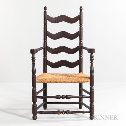 Red/brown-painted Slat-back Armchair