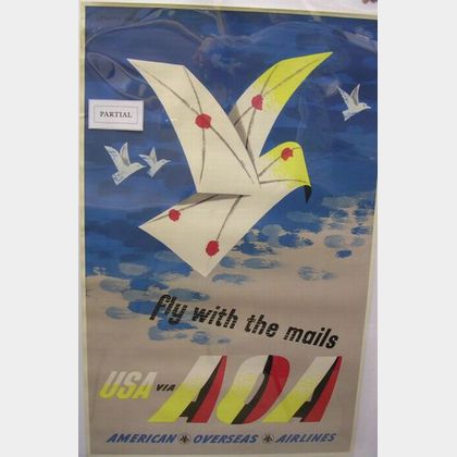 Four Lewitt-Him American Overseas Airlines Aviation Posters