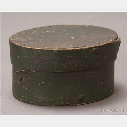 Small Green-painted Covered Oval Box