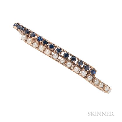 14kt Gold, Sapphire, and Cultured Pearl Bracelet