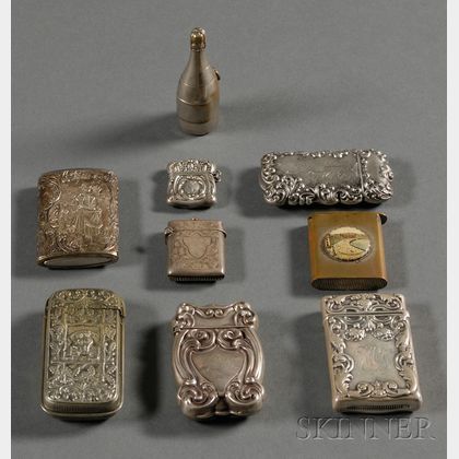 Nine Silver and Silver Plate Matchsafes