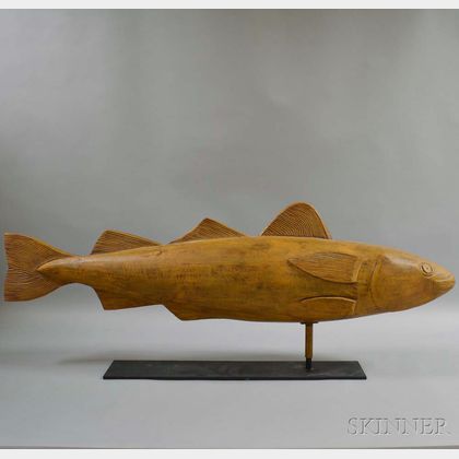 Large Carved Wood Fish Weathervane