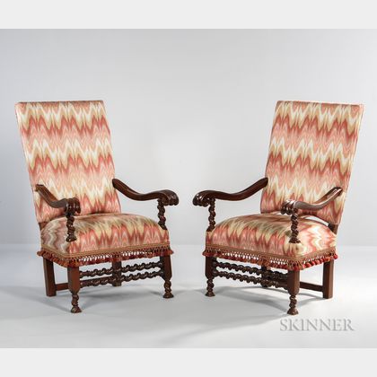Pair of Italian Baroque-style Walnut Chairs