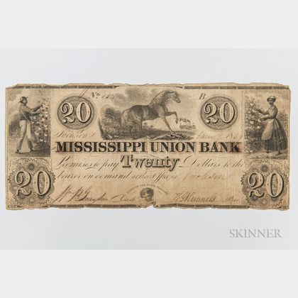 The Mississippi Union Bank in Jackson, Mississippi $20 Note