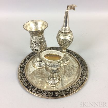 Four-piece Set of Silver-plated Religious Items