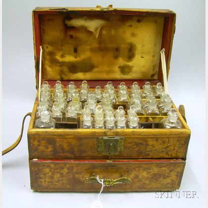 Leather-covered Traveling Medicine Chest