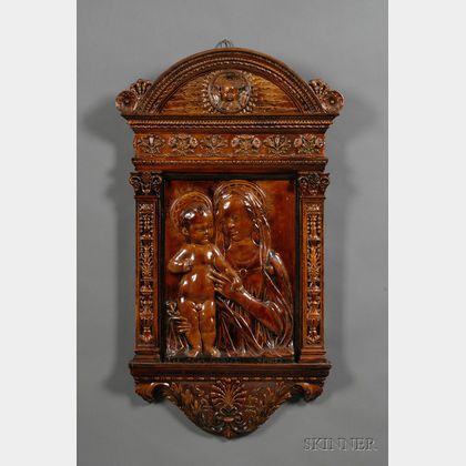 Italian Terra Cotta Wall Plaque of the Madonna and Child