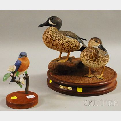 Two Robert and Virginia Warfield Carved and Painted Wooden Bird Figures
