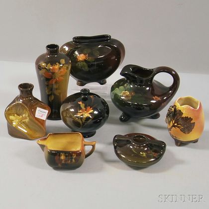 Eight Weller Pottery Vessels