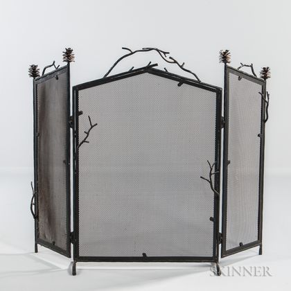 Palechek Trifold Arts and Crafts-style Firescreen 