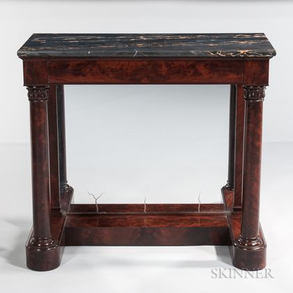 Classical Mahogany Carved Marble-top Pier Table