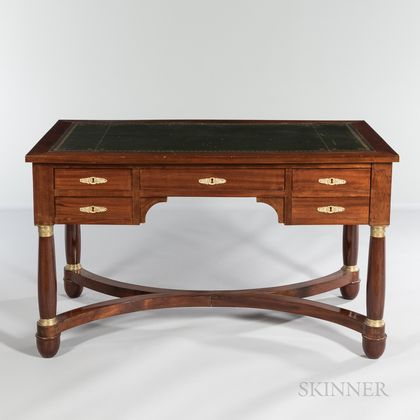 Second Empire-style Leather-top Mahogany Desk