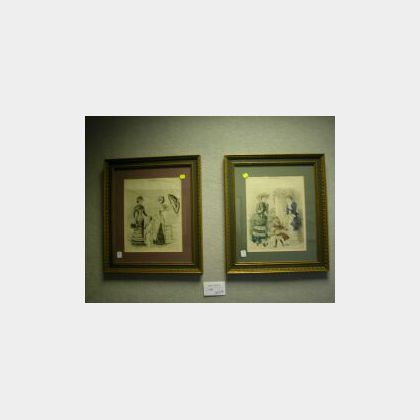 Lot of Two Framed Fashion Plate Prints
