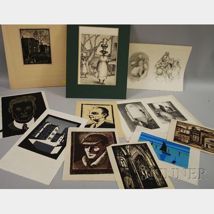 Lot of Eleven Prints: Including Works by Eliza Draper Gardiner (American, 1871-1955) and Edna Lawrence (American, 1898-1987)