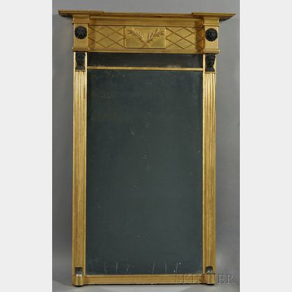 Empire-style Giltwood, Gilt-gesso, and Part-ebonized Pier Mirror