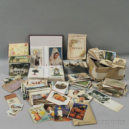 Collection of Vintage Lithograph and Photographic Holiday, Travel, and Scenic Postcards