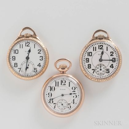 Three Elgin Watch Co. Open-face Watches