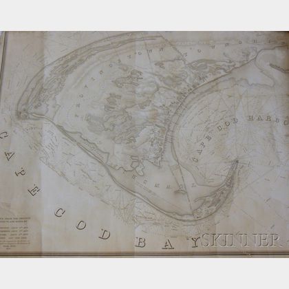 1836 Bureau of U.S. Topographical Engineers Lithograph Map Fragment of Provincetown Township/Cape Cod