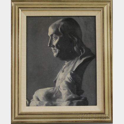 Framed 20th Century American School Oil on Artist's Board Portrait of Ben Franklin