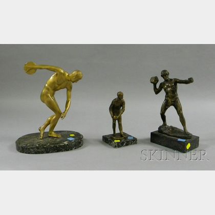 Three Bronze Athletic Figures