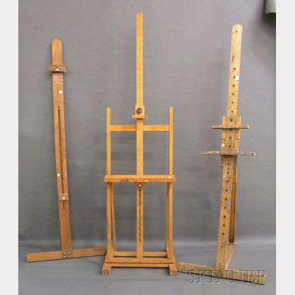 Three Wooden Artists Painting Easels. 
