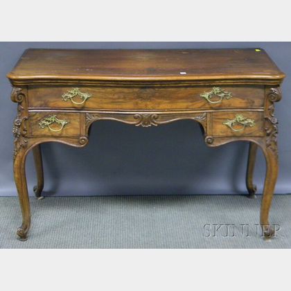 Louis XV-style Carved Walnut and Walnut Veneer Dressing Table