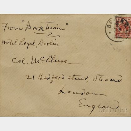 Twain, Mark (1835-1910) Holograph Signed and Addressed Envelope.