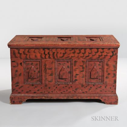 Carved and Paint-decorated Diamond-point Blanket Chest