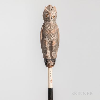 Carved and Painted Odd Fellows Owl Staff