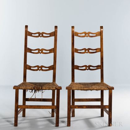 Pair of Maple Country Chippendale Side Chairs