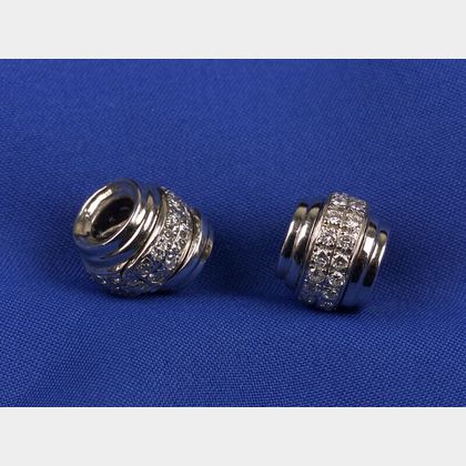 Two 14kt White Gold and Diamond Rondels