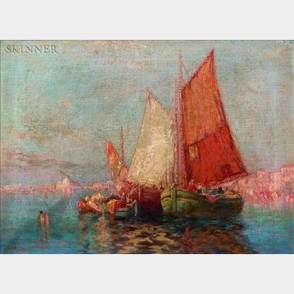 Carl Muller (German, 19th/20th Century) Venetian Sailboats