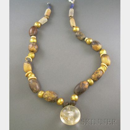 Pre-Columbian Stone and Metal Necklace