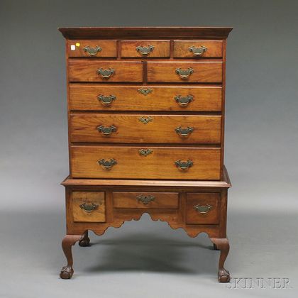 Pennsylvania Chippendale Carved Walnut Flat-top High Chest