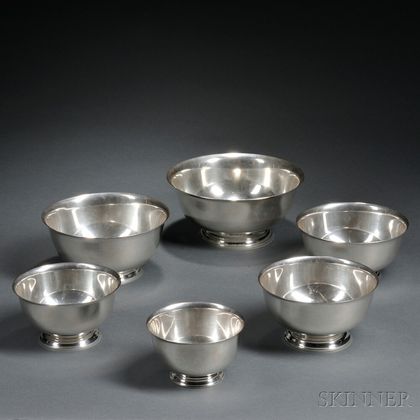 Six American Sterling Silver "Revere Reproduction" Bowls