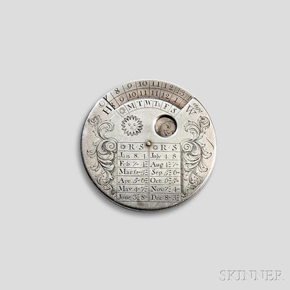George III Silver Pocket Perpetual Calendar or Almanac