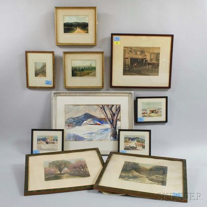 Ten Framed Wallace Nutting and David Baker Works. Estimate $200-300